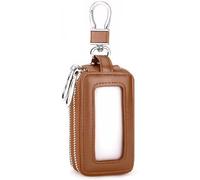 XFSRG Portachiavi Rettangolare Compatto Astuccio Portachiavi Custodia Pelle Moschettone Metallo Finestra Trasparente Porta Chiavi