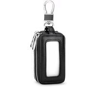 XFSRG Portachiavi Rettangolare Compatto Astuccio Portachiavi Custodia Pelle Moschettone Metallo Finestra Trasparente Porta Chiavi