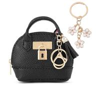 XFSRG Portamonete Donna Pochette Personalizzata Portachiavi Borsa Mini Pochette Portachiavi con Sacchetto per Rossetto (Nero e Bianco)