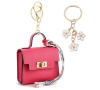 XFSRG Portamonete Donna Pochette Personalizzata Portachiavi Borsa Mini Pochette Portachiavi con Sacchetto per Rossetto (Rosso e Bianco)