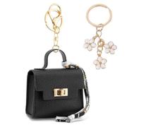 XFSRG Portamonete Donna Pochette Personalizzata Portachiavi Borsa Mini Pochette Portachiavi con Sacchetto per Rossetto (Nero e Bianco)