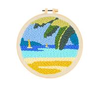 XFSRG Punto Croce da Ricamare Set Ricamo Principianti Kit Punto Croce con Motivi di Spiaggia e Mare per Appassionati di Cucito(Mare e Cielo)