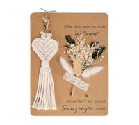 XFSRG Regalo per Damigella d'onore Portachiavi Macramè Donna Elegante con Carta e Fiori Secchi Personalizzate per Damigella d'onore Regalo di Ringraziamento