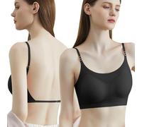 XFSRG Reggiseno Push Up Donna con Schiena Scoperta a Forma di U Intimo Invisibile Senza Cuciture Bretelle Convertibili Multiway(M)