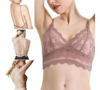 XFSRG Reggiseno Push Up Senza Ferretto in Pizzo Scollo a V Profondo Backless con Spalline Convertibili Bralette Regolabile per Abiti da Sera e Cerimonia