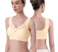 XFSRG Reggiseno Senza Ferretto in Cotone Bielastico Bralette Comoda Senza Cuciture con Supporto Completo per Quotidiana e Intimo Donna(Giallo Chiaro-XL)