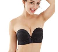 XFSRG Reggiseno Senza Spalline Donna Ragazze Reggiseno a Fascia Bandeau Push Up Bralette Senza Ferretto Invisibile Bra con Rimovibile Spalline(Nero XL)