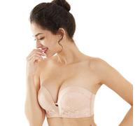 XFSRG Reggiseno Senza Spalline Donna Ragazze Reggiseno a Fascia Bandeau Push Up Bralette Senza Ferretto Invisibile Bra con Rimovibile Spalline(Nudo Pallido M)