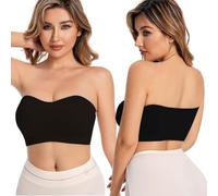 XFSRG Reggiseno Senza Spalline per Donna Senza Ferretto Push Up Invisibile Bralette Senza Ferretto Confortevole Bra Boob Strapless Stretch Brassiere Tops(Nero S)