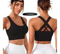 XFSRG Reggiseno Sportivo Donna Push Up Comfort Senza Cuciture con Imbottiture Rimovibili e Cerchietto Capelli per Running Yoga Fitness(XL)