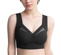 XFSRG Reggiseno Sportivo Donna Senza Cuciture Reggiseno Senza Ferretto Push Up in Nylon Sostegno Forte Traspirante con Spalline Larghe (Nero 2XL)