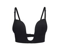XFSRG RReggiseno Schienale Scoperta da Donna Bra a Forma di U Senza Ferretto Push up Bralette Profondo Scollo a V Senza Cuciture Removibile Imbottita Biancheria Intima (Nero/D)