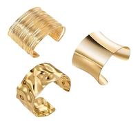 XFSRG Set 3 Bracciali Donna Oro Bracciale Cuff Aperto Chunky Stile Punk Chic Accessori Moda Regolabili per Abbigliamento Quotidiano e Serate