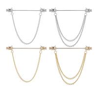 XFSRG Set 4 Spille da Colletto Camicia Oro e Argento Accessori Eleganti Abbellire Camicie Lavoro Casual Facile da Indossare Perfetto per Ufficio Appuntamenti e Eventi