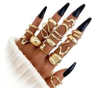 XFSRG Set Anelli Donna Regolabili Anelli Oro Impilabili Vintage Dito Knuckle Accessori Chic per Outfit Moderno Y2K e Party Elegante