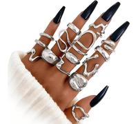 XFSRG Set Anelli Donna Regolabili Anelli Oro Impilabili Vintage Dito Knuckle Accessori Chic per Outfit Moderno Y2K e Party Elegante
