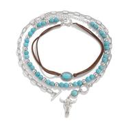 XFSRG Set Collane Boho Donna Multistrato Collane con Perline di Turchese e Ciondoli Vintage Regolabili Girocollo a Strati Stile Etnico per Festival Vacanze e Look Quotidiani (Verde-2)