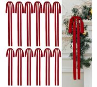 XFSRG Set di 12 Fiocchi in Velluto 40×60 cm Fiocco Festivi Decorazioni Natalizie per Albero di Natale Regali Porte Finestre e Interni (Rosso)