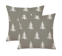 XFSRG Set di 2 Federe Natalizie in Lino - Federe Cuscini Divano 40x40 cm Decorative per Divano con Motivo Albero di Natale Copricuscini Natalizi (Grigio)