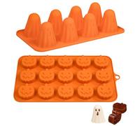 XFSRG Set di 2 Stampi in Silicone per Halloween con Fantasma e Zucca Stampo in Silicone per Cioccolato Caramelle Cubetti di Ghiaccio Dolci Fatti in Casa e Decorazioni per Feste