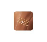 XFSRG Set di 4 Eleganti Bracciale Donna Bracciali Elastici Impilabili con Ciondolo Croce Bianca Leggeri e Confortevoli Gioielli per Donna (Oro-1)