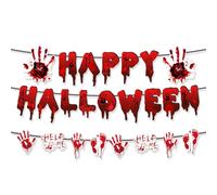 XFSRG Set di Banner Halloween Decorazioni Ghirlanda con Impronte di Mani Insanguinate e Lettere in Carta per Decorazioni Spooky di Casa degli Orrori e Feste (Multicolore-2)
