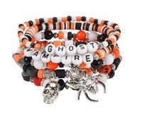 XFSRG Set di Braccialetti a Perline Multistrato di Halloween Bracciale Halloween Elastico con Ciondoli di Ragno Gioielli Gothic per Feste per Donna