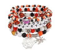 XFSRG Set di Braccialetti a Perline Multistrato di Halloween Bracciale Halloween Elastico con Ciondoli di Ragnatela Gioielli Gothic per Feste per Donna