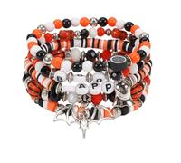 XFSRG Set di Braccialetti a Perline Multistrato di Halloween Bracciale Halloween Elastico con Ciondoli di Pipistrello Gioielli Gothic per Feste per Donna