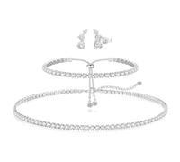 XFSRG Set di Collane da Tennis da Donna Braccialetti Orecchini Collana 14k con Zirconi Gioielli in Argento per Sposa Cerimonie Eventi Lusso e Regalo Raffinato