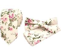 XFSRG Set Di Cravatta Papillon E Fazzoletto Da Taschino In Seta Motivo Floreale Accessori Eleganti Per Uomo Cravatte Di Alta Qualità Set Di 3 Pezzi Per Occasioni Formali E Casual