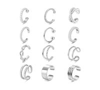 XFSRG Set di Ear Cuff per Donna Design Eleganti con Zirconi,Accessorio Versatile Look Casual e Abiti Eleganti, Comode per Pelli Sensibili (Argento)