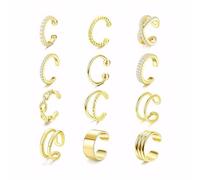 XFSRG Set di Ear Cuff per Donna Design Eleganti con Zirconi,Accessorio Versatile Look Casual e Abiti Eleganti, Comode per Pelli Sensibili (Oro)