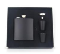 XFSRG Set di Fiaschette da Matrimonio Elegante Nero Opaco con Bicchieri e Imbuto Fiaschetta Tascabile per Liquori da Uomo Bottiglia per Whisky per Campeggio