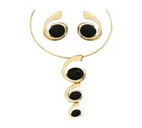 XFSRG Set di Gioielli alla Moda con Motivo a Chiocciola Collana Statement e Orecchini con Design a Spirale e Dettagli Neri per l’Uso Quotidiano e Occasioni Speciali(Oro)