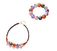XFSRG Set di Gioielli da Donna Halloween con Regolabile Collana e Braccialetto Fantasma di Zucca Accessori Moda Ideale per Feste e Celebrazioni (11+12)