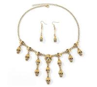 XFSRG Set di Gioielli da Donna Halloween Retrò Set di Gioielli Fantasma Orecchini Teschio Collana Accessori Costume da Pirata per Halloween Cosplay (Oro)