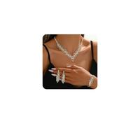 XFSRG Set di gioielli da sposa con strass bracciale girocollo collane e orecchini Set costume prom formale cristallo gioielli set Per Cerimonie e Feste