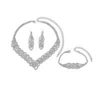 XFSRG Set di gioielli da sposa con strass bracciale girocollo collane e orecchini Set costume prom formale cristallo gioielli set Per Cerimonie e Feste