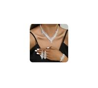 XFSRG Set di gioielli da sposa con strass bracciale girocollo collane e orecchini Set costume prom formale cristallo gioielli set Per Cerimonie e Feste