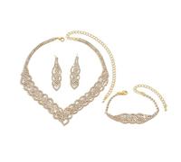 XFSRG Set di gioielli da sposa con strass bracciale girocollo collane e orecchini Set costume prom formale cristallo gioielli set Per Cerimonie e Feste