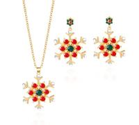 XFSRG Set di Gioielli di Natale per le Donne Collana e Orecchini con Fiocco di Neve Regalo Elegante per Feste Natalizie e Occasioni Speciali (Stile 3)