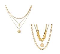 XFSRG Set Di Gioielli Donna Collane A Strati In Oro Con Pendente Moneta Elegante Per Moda Quotidiana E Occasioni Speciali