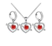 XFSRG Set Di Gioielli Donna Cuore Con Freccia Argento Sterling Collana E Orecchini Eleganti Per Occasioni Speciali