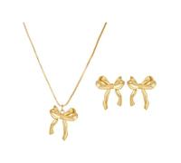 XFSRG Set Di Gioielli Donna Elegante Con Fiocco Dorato Collana E Orecchini Per Occasioni Speciali