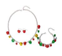 XFSRG Set di Gioielli Donna Natale Parure Natalizia Collana Bracciale Orecchini con Campanellini Decorativi Set di Gioielli Natalizi Festivi Accessori Moda (Campane 02)