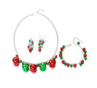 XFSRG Set di Gioielli Donna Natale Parure Natalizia Collana Bracciale Orecchini con Campanellini Decorativi Set di Gioielli Natalizi Festivi Accessori Moda (Campane 01)