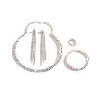 XFSRG Set di Gioielli Donna Parure Donna Sposa Elegante Collana Bracciale Orecchini Anello Parure Gioielli Ideale per Cerimonia Matrimonio Festa Anniversario
