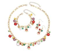 XFSRG Set di Gioielli Natalizi per Donna 3 Pezzi con Orecchini di Natale Collane Natalizie e Bracciali Natalizi Accessori Festivi per Feste di Natale Party
