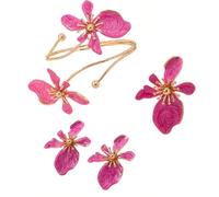 XFSRG Set di Gioielli,Romantico con Fiori Orecchini, Bracciale e Anello CoordinatiAccessori Femminili per Look Raffinati, Cerimonie e Abbigliamento Giornaliero